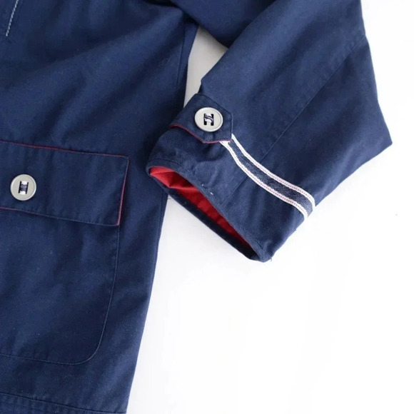 Vintage Sequence Navy Red Cotton Yachting Sailing Jacket Coastal Chic M - Picture 7 of 15